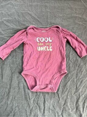 Carter's pink baby girl “Cool like my uncle” long sleeve onesie